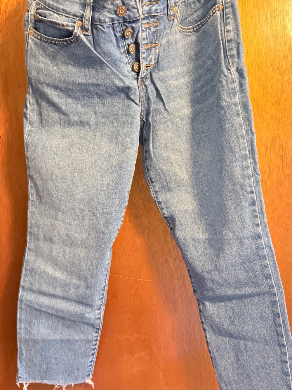 Sincerely Jules Light Blue Cropped Button-Fly Jeans